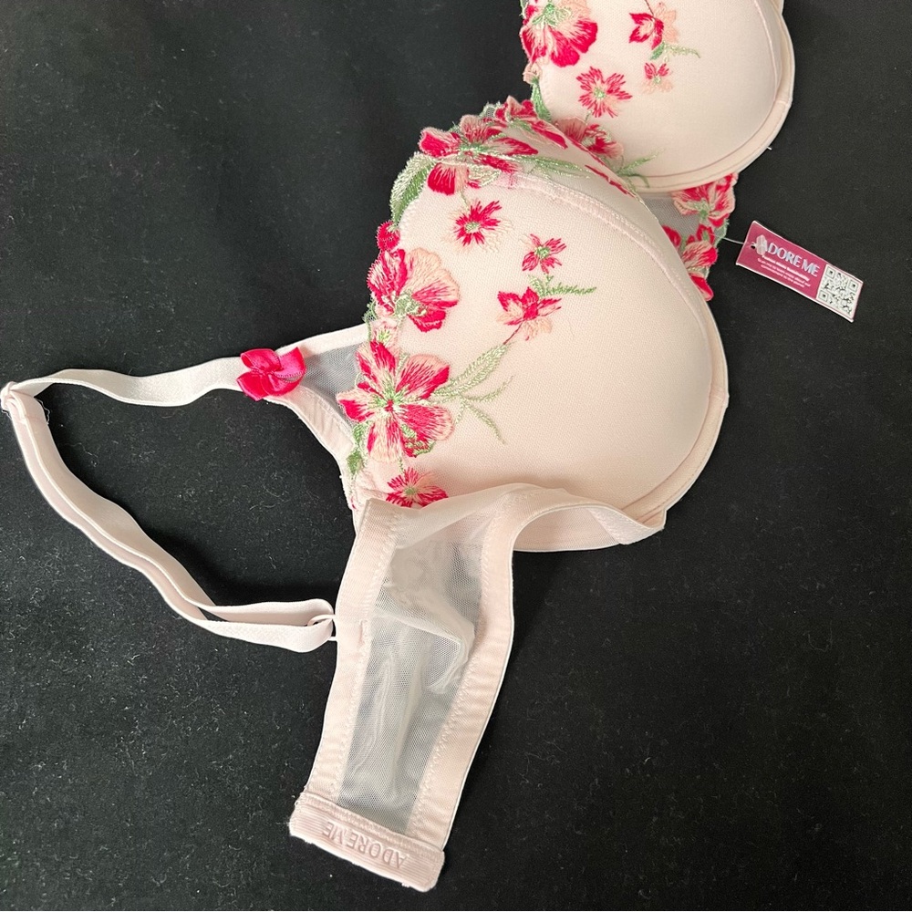 Adore Me Daphne Floral Embroidered Push Up Bra‎ Balconette 36 DDD - Picture 5 of 9